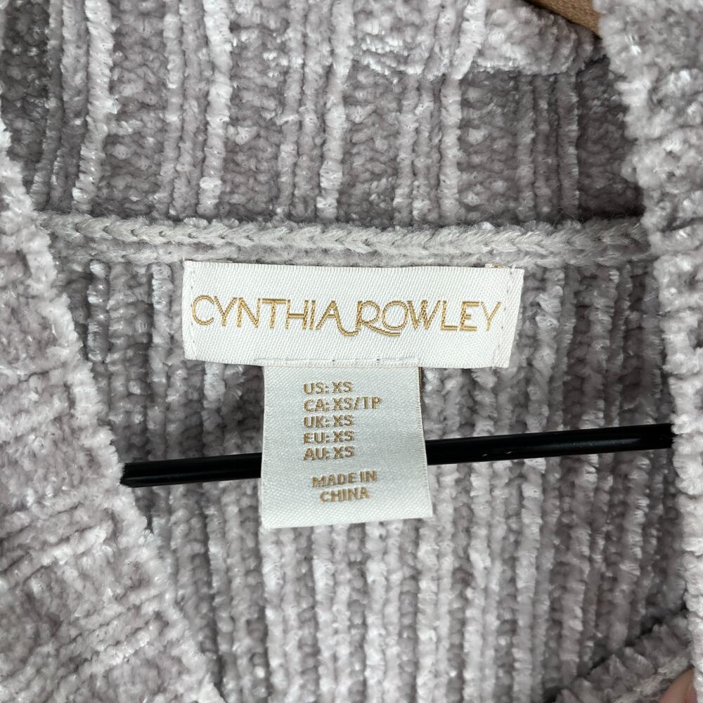 Cynthia Rowley XS Chenille Turtleneck Sweater Beige Gray Super Soft Cozy Knit - Picture 6 of 7